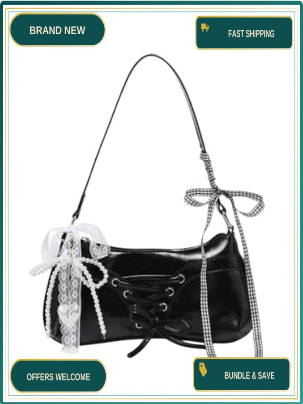 Faux Leather Y2K Shoulder Bag Cute Kawaii Vintage Purse for Women